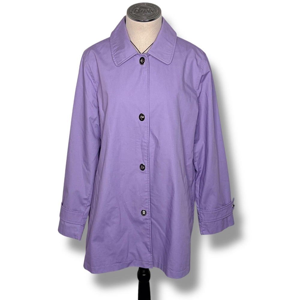 Dennis Basso Women's Lavender‎ Cotton Blend Trench Coat Size M